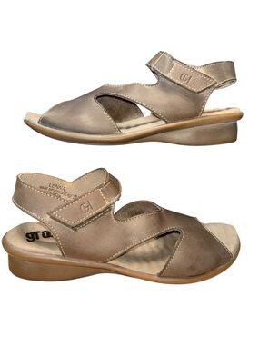 Groundhog Lenna Comfort Leather Slingback Sandals Taupe Brown Size 38